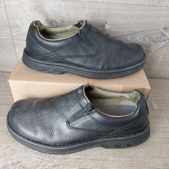 Merrell World Legend Shoes Men 8.5 Black Leather Slip On Pebbled Stollen J45053 main image 7